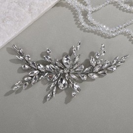 Rumtock Vintage Crystal Silver Headband Wedding Bridal Bridesmaid Side Headpiece Handmade Hair Accessories (Silver)