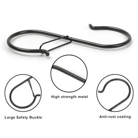 6Pcs S Hooks for Hanging with Safety Buckle Design, 3.54 Inch Stainless Steel Heavy Duty S Shaped Hook, S Hanger Hooks for Kitchen Utensil and Closet Rod（Nickel Color）