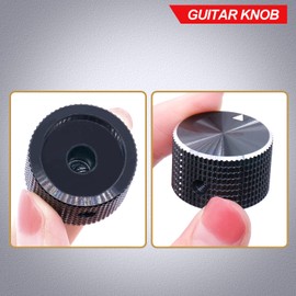 Taiss 2 Pcs Black Aluminium Knob for 6mm Diameter Shaft Volume Control Guitar Knob 25mm Diameter x 15mm Height