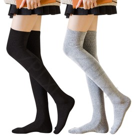 Winter Thick Cotton Thigh High Warm Socks, 2 Pairs Extra Long Leg Warmers, Over the Knee Boots Thermal Stockings for Women Girls Skirt Dress