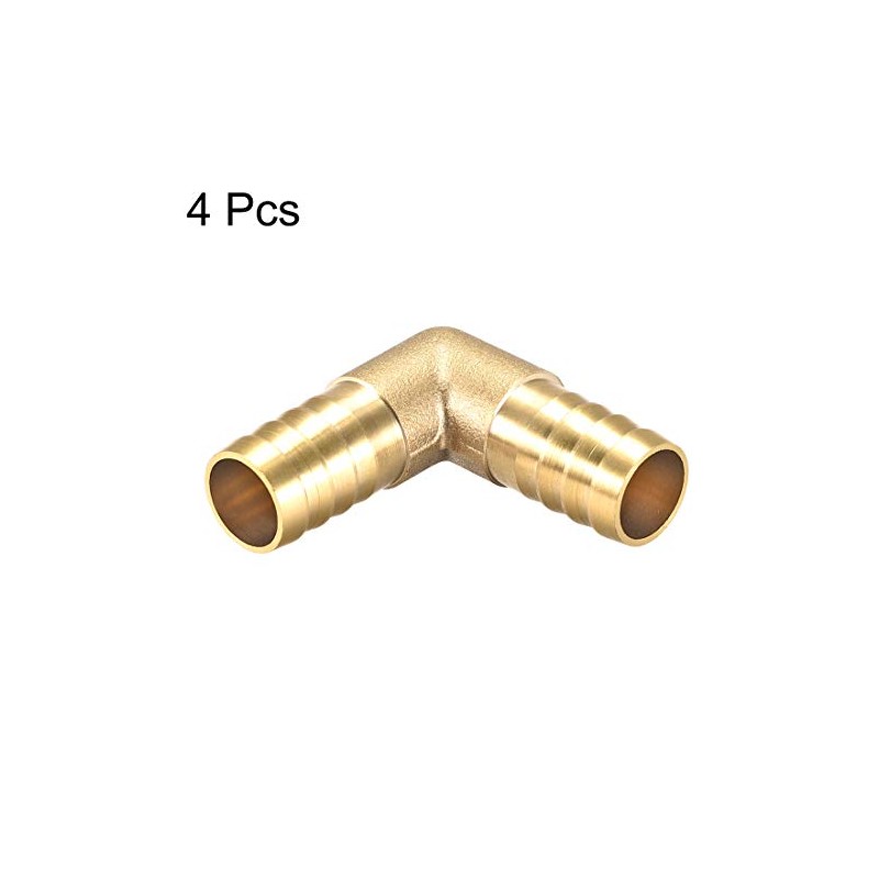 sourcing map 14mm Barb Brass Hose Fitting 90 Degree Elbow