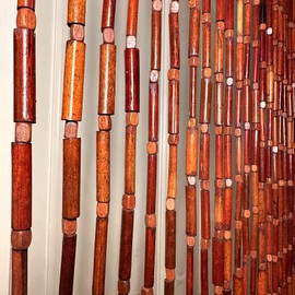 FlavorThings Natural Dark Brown Bamboo Beaded Curtain Room Divider Plain Design-Bamboo and Wooden Doorway Beads-Boho Bohemian Curtain 38 Strands 36" Wx78 H