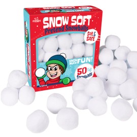 Narwhal Novelties Fake Snowballs for Kids, Indoor Snowball Fight Set, Artificial Snowballs for Kids Indoor & Outdoor, Realistic White Plush Snowballs, Christmas Snow Decorations (Pack of 50)