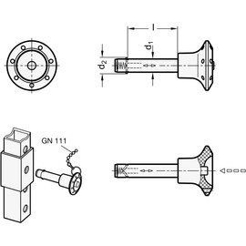 Ganter Standard Elements | Plug Bolt with Axial Fuse (Ratchet) – GN Fitting 10-50 Galvanised Bolt Diameter 10 mm | Steel | Blue Passivated Pack of 1