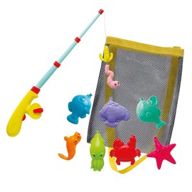 Simba 107796069 Large Magnetic Fishing Game, Wind-Up Fishing Rod with Automatic Function, 39 cm, 7 Sea Animals and 1 Bait, in Mesh Bag, Fishing, Toddler Toy, Bath Toy