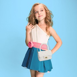 LJCTULY Kids Purse for Girls, White Purse for Girls Handbag, Toddler Heart Crossbody Bag with Detachable Chain Strap