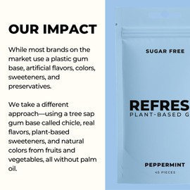 Refresh Gum Peppermint – Xylitol, Sugar Free Chewing Gum Pouches, Natural Flavor & Organic Ingredients – Aspartame Free, Plant-Based, Non-GMO – 45 Pieces Each, 3 Pack