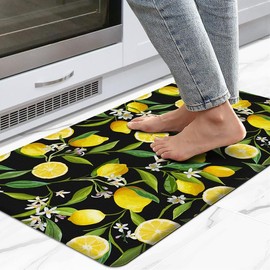 FYATHM Kitchen Mats, Lemon Kitchen mats for Floor, Anti Fatigue Mats for Kitchen Floor Cushioned, Non Slip Waterproof Standing Mat for Bedroom, Office, Sink, Laundry 17.3 * 29 Inches