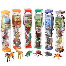 FLORMOON Animal Figures, 72pcs Realistic Mini Dinosaur Insect Sea Farm Reptile Wild Jungle Animal Toys, Early Educational Toys, Birthday Party Cake Topper Gift for Kids