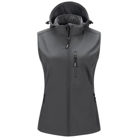 Outdoor Ventures Women's Hooded Lightweight Softshell Vest, Windproof Fleece Lined Sleeveless Jacket for Golf Running Travel