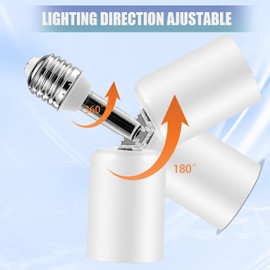 E27 Ceramic Light Bulb Socket Extender, 3.5inch Screw-in Lamp Holder for Table Lamps, Ceiling Lights, Pendant Lighting, Indoor Outdoor Use (White, 1)