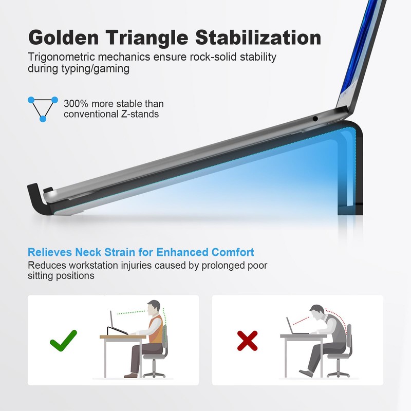 TENOC Foldable Laptop Stand for Desk, Universal Laptop Riser Ventilated