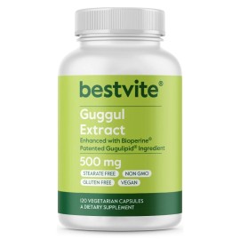 Bestvite Guggul Extract 500mg (Gugulipid) (120 Vegetarian Capsules)-Clin