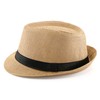 FALETO Unisex Summer Panama Straw Fedora Hat Short Brim Beach