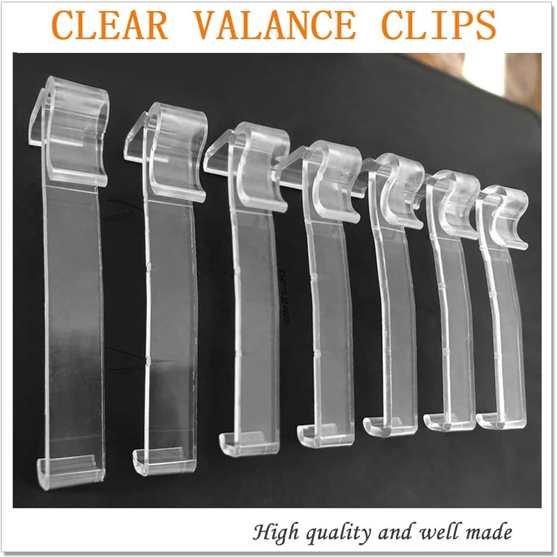 3 Inch Valance Clips, Clear Plastic Valance Clips for Horizontal