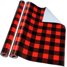Tenceur Christmas Bulletin Board Paper 24 Inch x 100ft Fade Resistant Paper Roll for Gift Wrapping(Red and Black Buffalo Plaid)