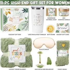 Self Care Gifts for Women Get Well Soon Gifts Basket, Birthday Gifts for Women Care Package Relaxing Spa Gifts Thinking of You Gifts w/ Blanket, Unique Christmas Gifts for Mom Her Friend Sister Wife