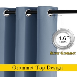 NICETOWN Bedroom Curtains Room Darkening Draperies - Grommet Top Thermal Insulated Light Blocking Energy Saving Privacy Drapes for Flat/Home Office, Stone Blue, 2 Panels, W52 x L63