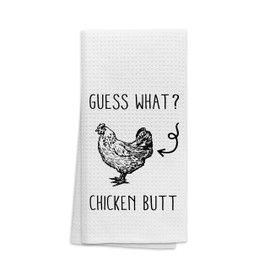 OHSUL Guess What Chicken Butt Highly Absorbent Kitchen Towels Dish Towels Dish Cloth,Funny Chicken Hand Towels Tea Towel for Bathroom Kitchen Decor,Chicken Lovers Farm Women Girls Gifts