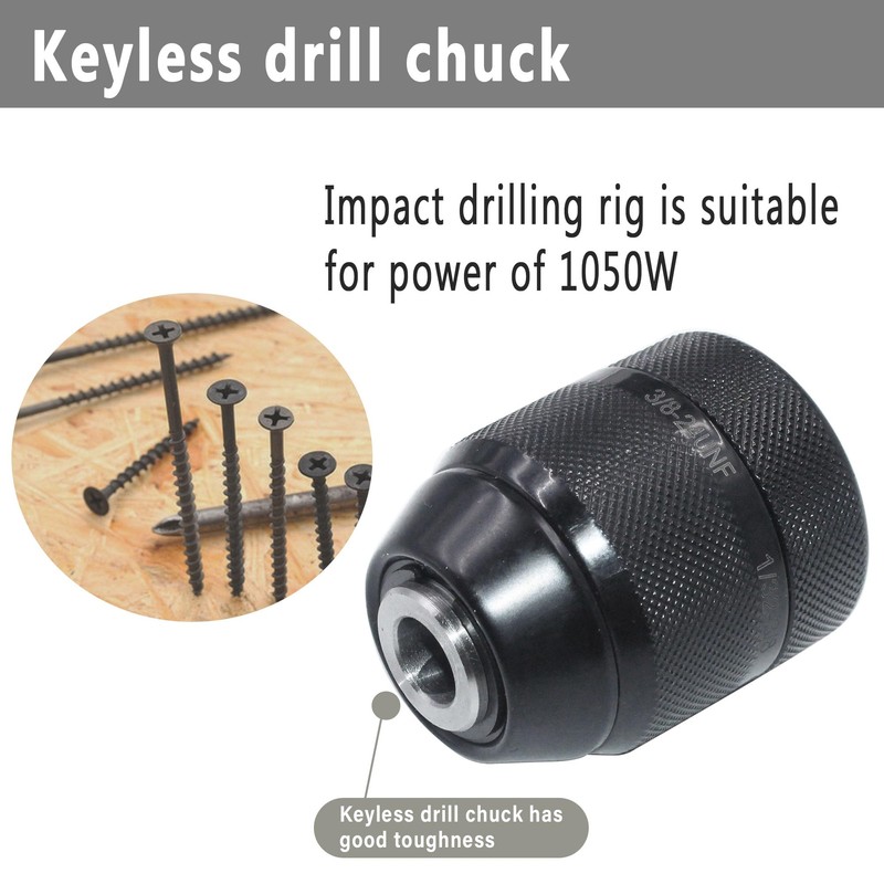 Follde Keyless Drill Chuck Compatible with Milwau-kee, 3/8" Mount 0.8-10mm