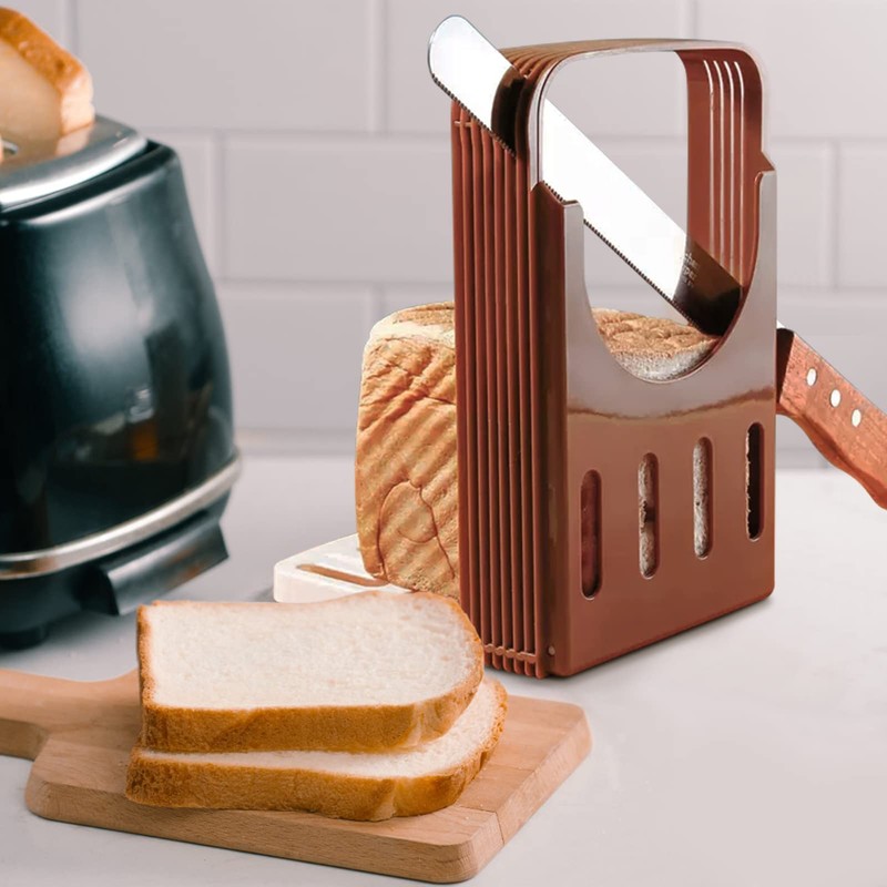 Bread Slicer, Manual Folding Bread Slicer, Foldable Adjustable Bread Cutter