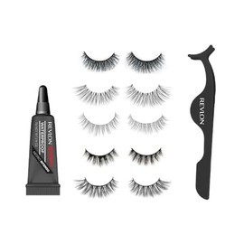 Revlon - Pestañas Postizas Reutilizables, 5 Pares Multidimensionales con Aplicador y Pegamento Negro a Prueba de Agua
