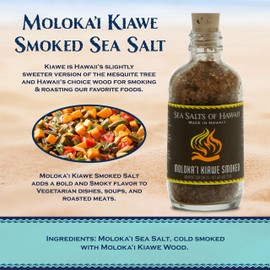 Sea Salts of Hawaii Molokai Kiawe Mesquite Smoked Hawaiian Sea Salt, 4 Ounce Bottle - Made in Hawaii