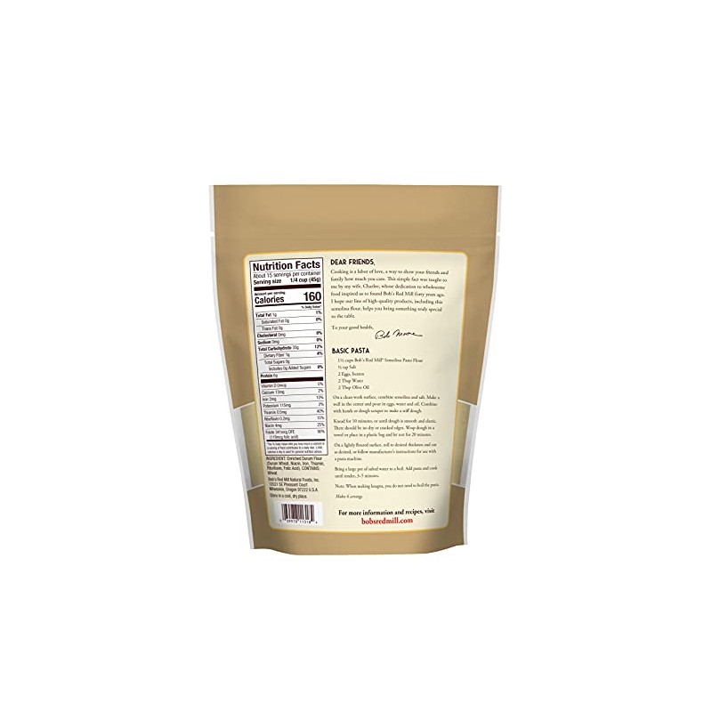 Bob's Red Mill Semolina Pasta Flour (24 Ounce, Pack of
