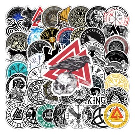 Viking Stickers,50 PCS Viking Totem Graffiti Vinyl Waterproof Decals for Water Bottles Computer Bicycle Skateboard Luggage Phone Pad Laptop Kids Teens Stickers Pack