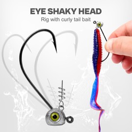 Shaky Head Jigs, Fisheye Stand-up Style Weedless Fishing Jig Heads for Bass (15-Pack) 1/8oz