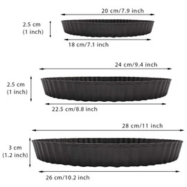 Grandwish Set of 3 Tart Tins with Lifting Base, 20/24/28 cm, Non-Stick Quiche Tin, Round