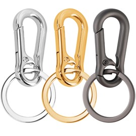 3Pack Metal Keychains Key Ring Holder Organizer Zinc Alloy Sturdy Key Chain Cut Keyring Accessories Hooks Rings Key Finder Key Ring Clip for Home Office and Car Carabiner for Women Men Gifts Travel