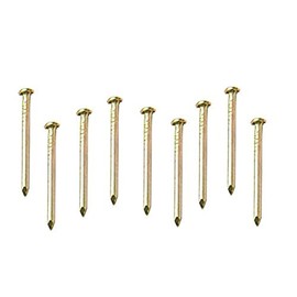Merriway BH02287 (100 Pcs) EB Plain Head Hardened Picture Pin, Brass Plated - Pack of 100 Pieces