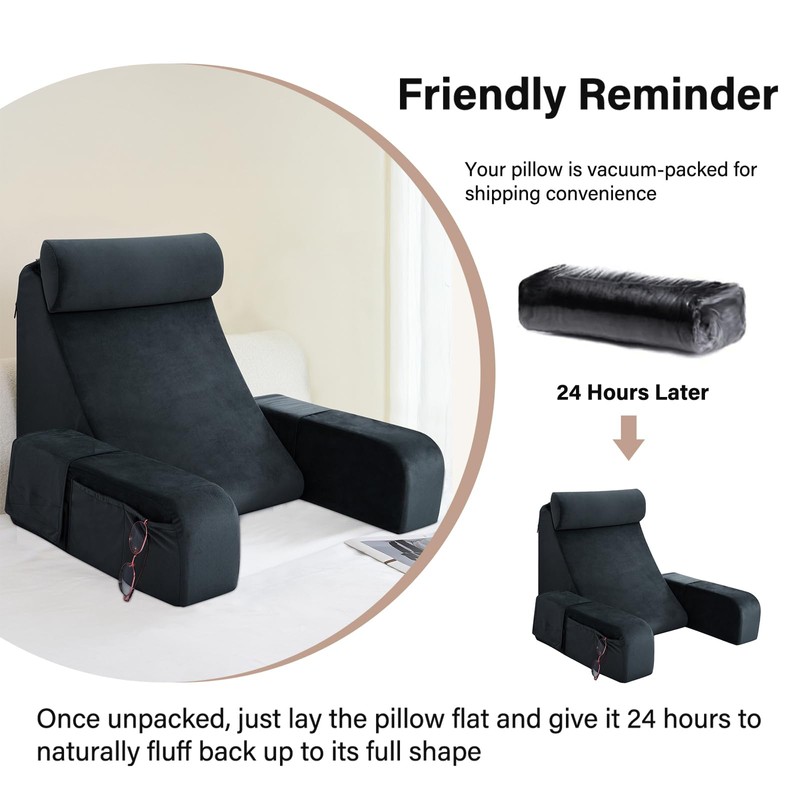 ENITYA Back Pillow for Bed Sitting up, 19" Reading Pillow