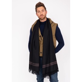 likemary Mens Scarf Merino Wool Oversize Muffler & Travel Blanket Wrap Ethical Gift Mansi 100 x 200cm Black