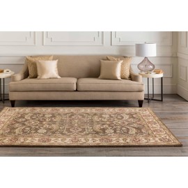 Mark&Day Wool Rugs, 2x4 Cochrane Traditional Dark Brown Hearth Area Rug, Brown Green Red Carpet for Fireplace, Entryway, Bedroom or Living Room (2' x 4' Hearth)