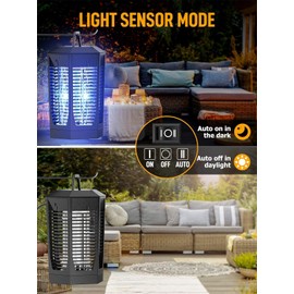 Bug Zapper Outdoor, 20W Mosquito Zapper with Dusk to Dawn Light Sensor, 4200V Electric Bug Zapper Indoor for 2300 Sq Ft Coverage