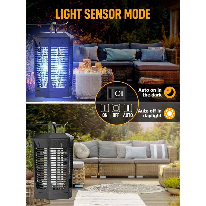 Bug Zapper Outdoor, 20W Mosquito Zapper with Dusk to Dawn