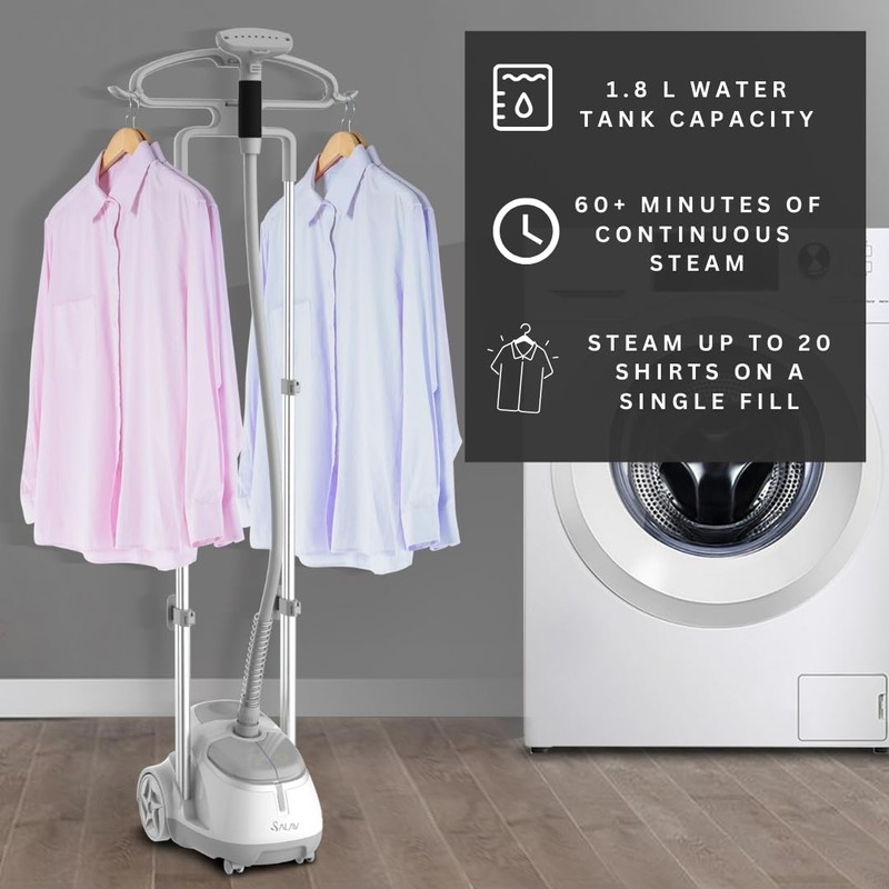 SALAV GS45-DJ Professional Upright Garment Steamer with Roll Wheels, Multi-Function