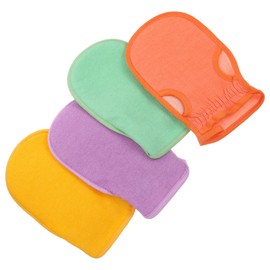 Gogogmee 4pcs Exfoliating Bath Mitts Gloves Exfoliating Body Scrubber for Shower Skin-softening Bath Supplies