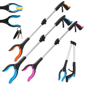 32" Grabber Reacher Tool – 3 Pack Foldable Reacher Grabber Pickup Tools for Seniors, Disabled, Trash Pickup, and Hard-to-Reach Areas, Ergonomic Grip & Lightweight Design（Orange Blue Pink）