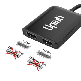 UPTab Mini DisplayPort to Dual HDMI 4K@60Hz Adapter Multi-Stream Transport (MST) Hub, DP to 2X HDMI 2.0