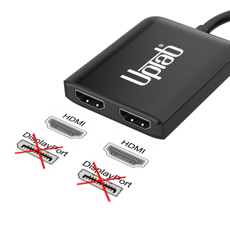 UPTab Mini DisplayPort to Dual HDMI 4K@60Hz Adapter Multi-Stream Transport