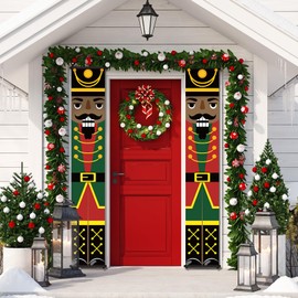 Christmas Black Nutcracker Porch Sign Decorations Xmas Party Decorations Christmas African American Nutcracker Wall Decorations Christmas Winter Holiday party Banner Hanging Flag for Indoor/Outdoor
