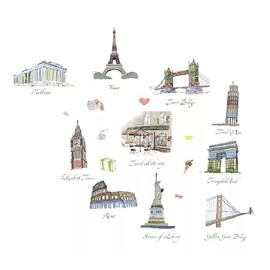 DaraBaby Vinil Decorativo Habitación Sala Recorrido Por El Mundo