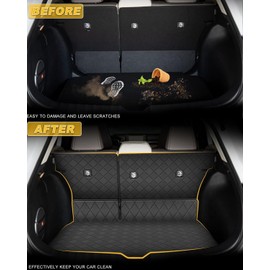 Cargo & Backrest Mat Fit for 2010-2023 Lexus GX460 - Leather Trunk Liner Back Seat Cover Protector - All Weather Protection PU Leather Cargo Liner and Backrest GX460 Accessories