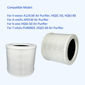 2 Packs A1 A1W H13 Filters Fit for Vewior HQSC-50, HQKJ-80, Fit for Ameifu AP01W,Fit for Koios HQKJ-50 Air Purifier,Fit for Tailulu PUR0003,HQZZ-60 Air Purifier Replacement