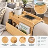 Bamboo Sofa Armrest Tray with Storage Pocket