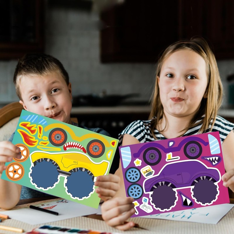 Cartoon Make a Face Stickers, 24 Pieces DIY Puzzle Stickers,