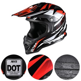AHR Adult Offroad Dirt Bike Helmet Motocross ATV Dirtbike Outdoor BMX MX Full Face Motorcycle Helmet DOT Approved, H-VEN25 (Black and Red, Large)